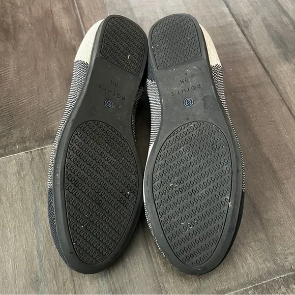 Rothy’s The Flat Captoe Plaid Ballet Flats in Black and White - Size 8.5