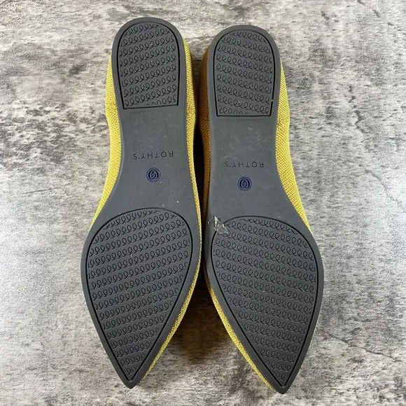 Rothy’s The Point Authentic Ballet Flats Marigold Yellow Knit Flats Size 8.5