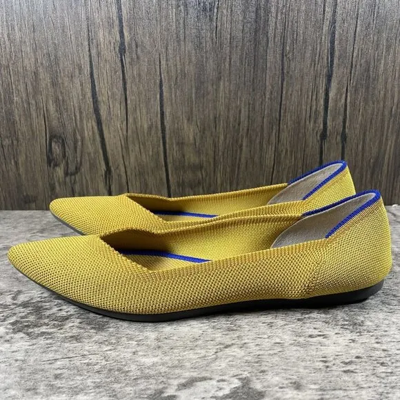 Rothy’s The Point Authentic Ballet Flats Marigold Yellow Knit Flats Size 8.5