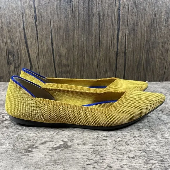 Rothy’s The Point Authentic Ballet Flats Marigold Yellow Knit Flats Size 8.5