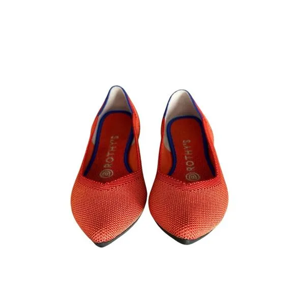 Rothy's The Point Ballet Flat Shoes Orange Knit Washable Comfort Women’s Size 6