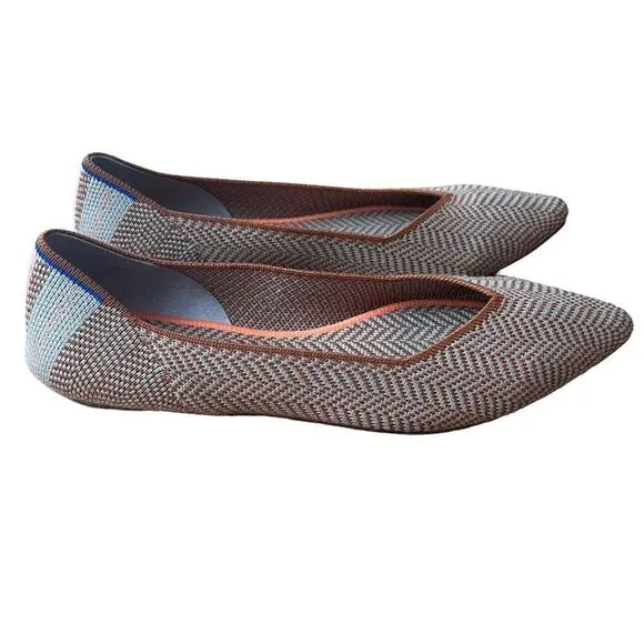 Rothy’s The Point Ballet Flats Camel Heringbone Rare Size 8