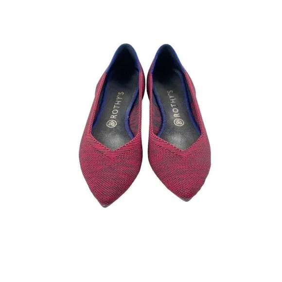 Rothys The Point Crimson Heather Red Blue Halo Pointed Toe Flats Womens Size 9