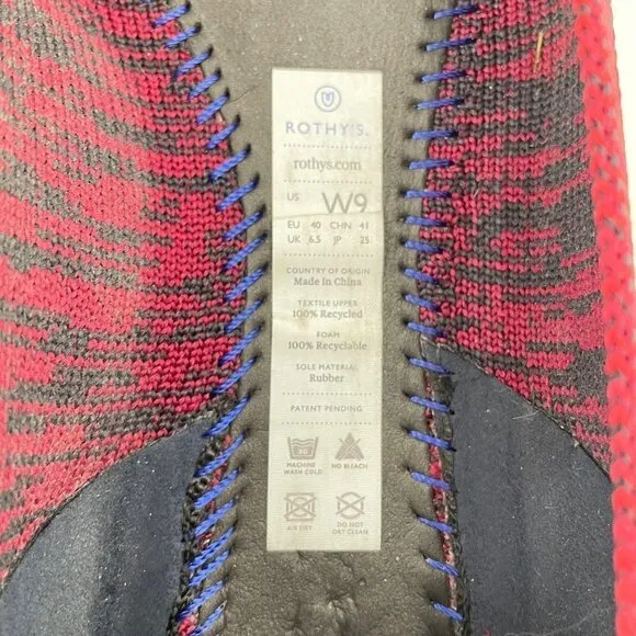 Rothys The Point Crimson Heather Red Blue Halo Pointed Toe Flats Womens Size 9