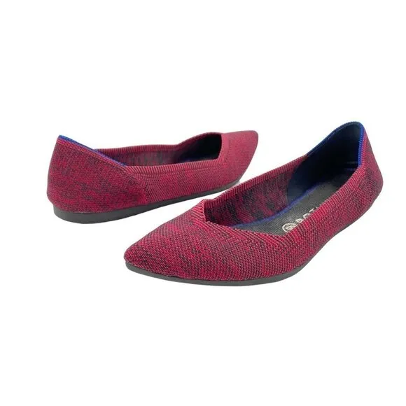 Rothys The Point Crimson Heather Red Blue Halo Pointed Toe Flats Womens Size 9