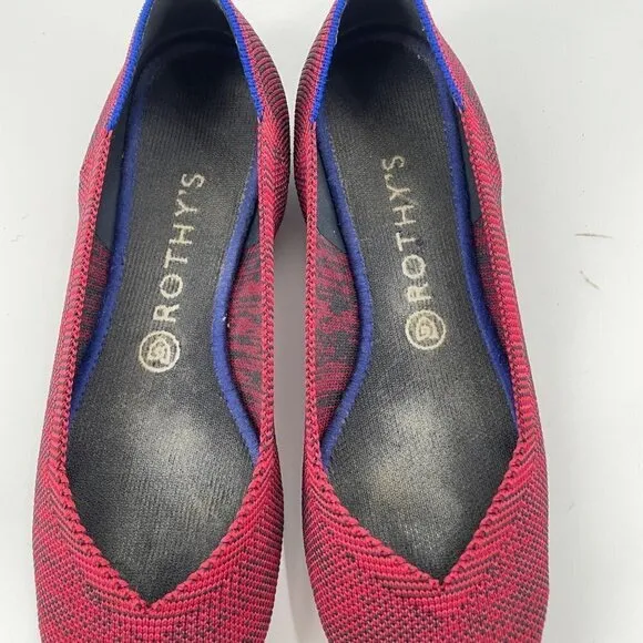 Rothys The Point Crimson Heather Red Blue Halo Pointed Toe Flats Womens Size 9