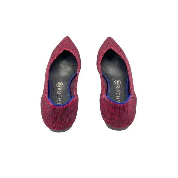 Rothys The Point Crimson Heather Red Blue Halo Pointed Toe Flats Womens Size 9