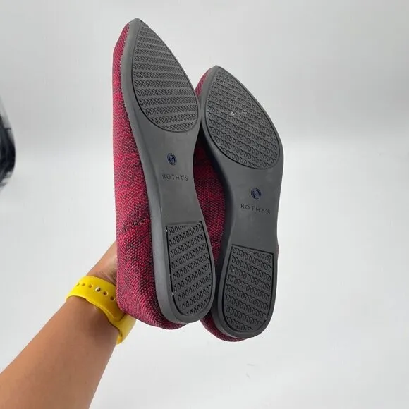 Rothys The Point Crimson Heather Red Blue Halo Pointed Toe Flats Womens Size 9