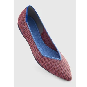Rothy’s The Point Flat Tangerine Tripe Stitch Blue Orange Woven Ballet Retired 5