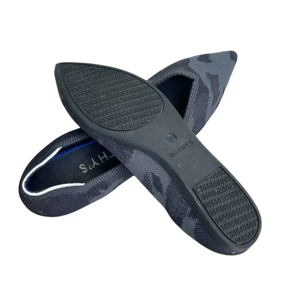 Rothy’s The Point Grey &amp; Black Camo Flat Fun Simple Classic Comfort Size 8.5.