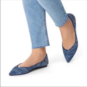 Rothy's The Point Indigo Heather Blue Ballet Flats Size 8 Retired Shade Washable