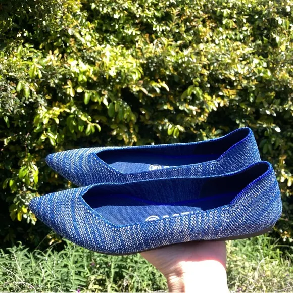 Rothy's The Point Indigo Heather Blue Ballet Flats Size 8 Retired Shade Washable