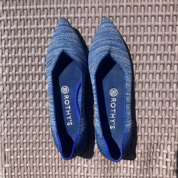 Rothy's The Point Indigo Heather Blue Ballet Flats Size 8 Retired Shade Washable