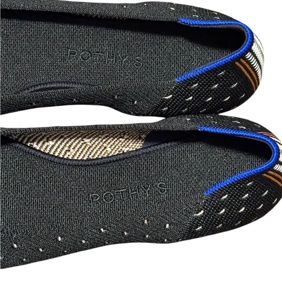 Rothy's The Point Ivory Polka Dot Print Fabric Ballet Flats Women’s US 10.5