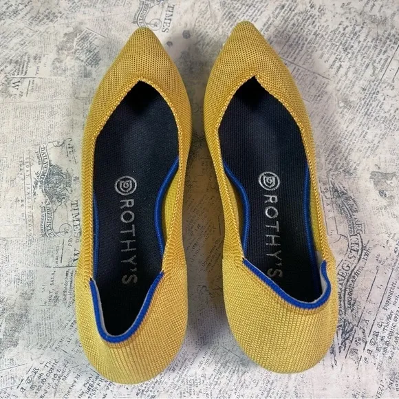 Rothy's 'The Point' Marigold Yellow Pointed Toe Flats