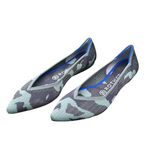 Rothy’s The Point Olive Camouflage Pointed Toe Ballet Flats -  Size 7