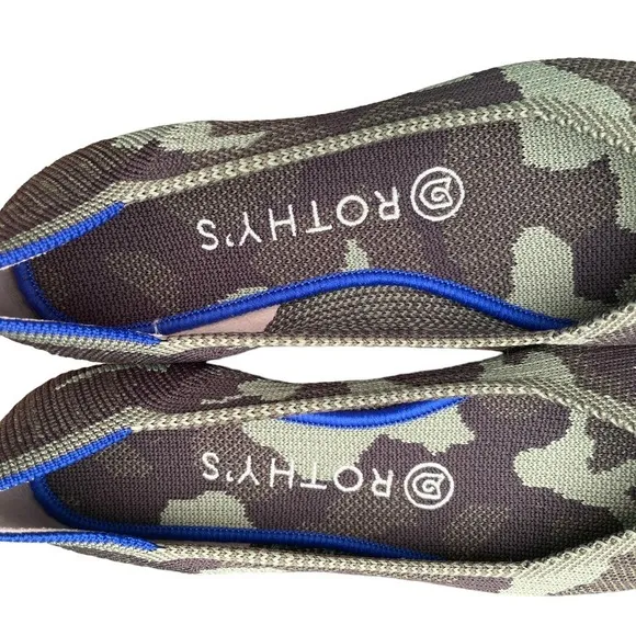 Rothy’s The Point Olive Camouflage Pointed Toe Ballet Flats -  Size 7