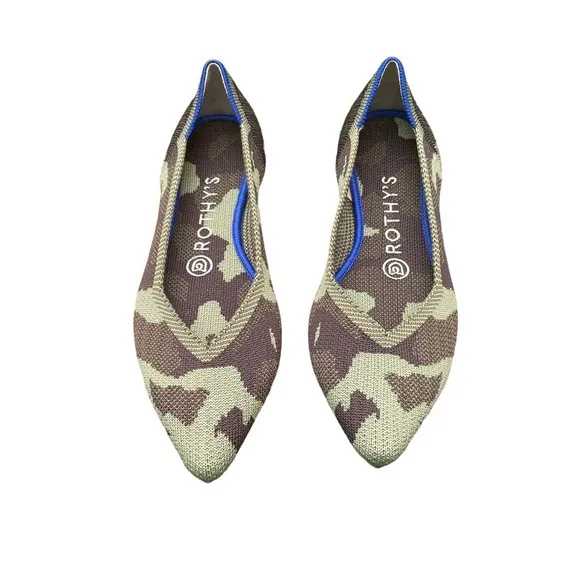Rothy’s The Point Olive Camouflage Pointed Toe Ballet Flats -  Size 7