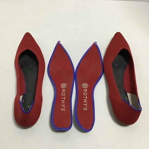 Rothy’s Womens Casual pointed toe Slip On Ballet flats chili red  size W9
