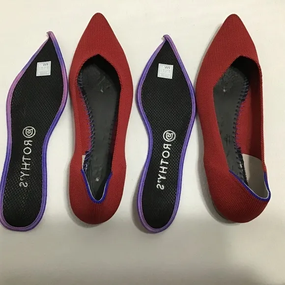 Rothy’s Womens Casual pointed toe Slip On Ballet flats chili red  size W9