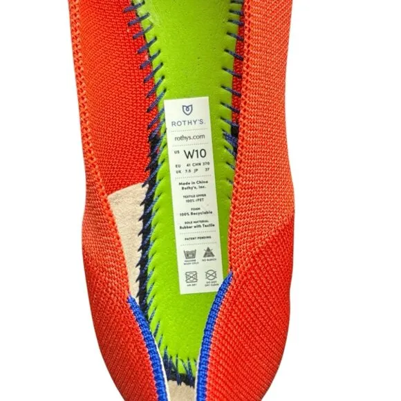 Rothy's Women's Orange Flats Pointed Toe Size 10w