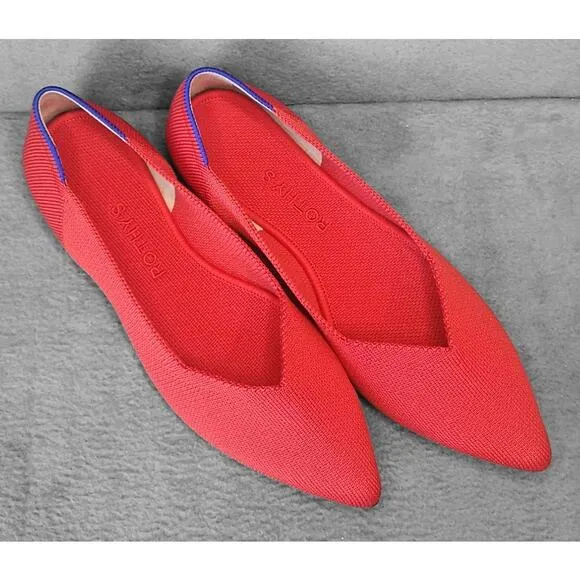 Rothy’s Womens The Point Flats Lollipop Red Size 7.5