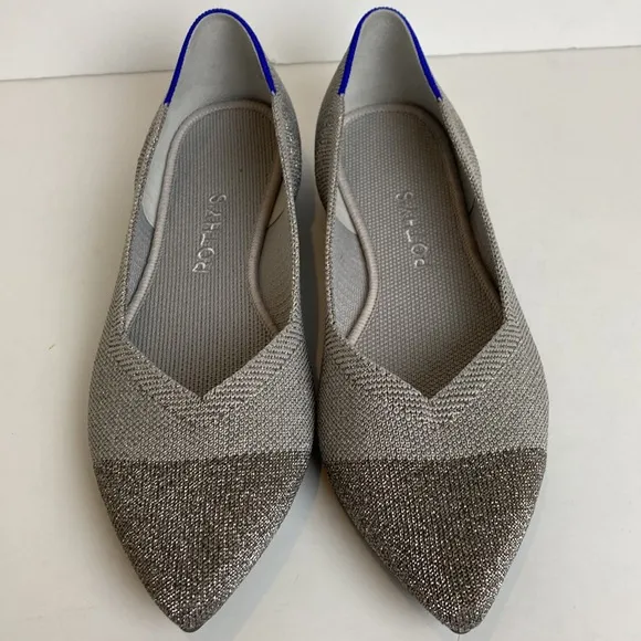 Rothy's Womens The Point Metallic Pointed Toe Slip On Ballet Flats Size 8.5