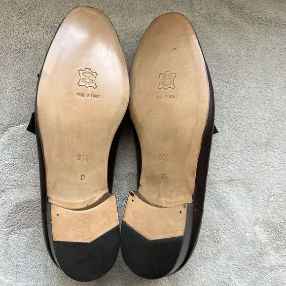 S. Maria Hand Made Shoes of Class Brown Buttery Leather Loafers Men 8.5 D Tassle