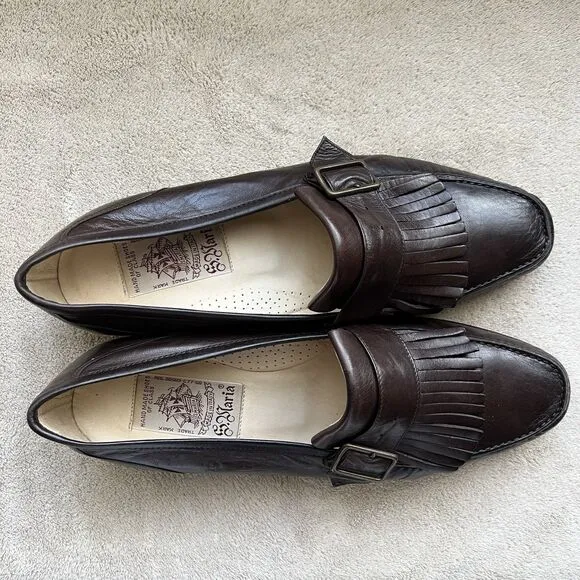 S. Maria Hand Made Shoes of Class Brown Buttery Leather Loafers Men 8.5 D Tassle