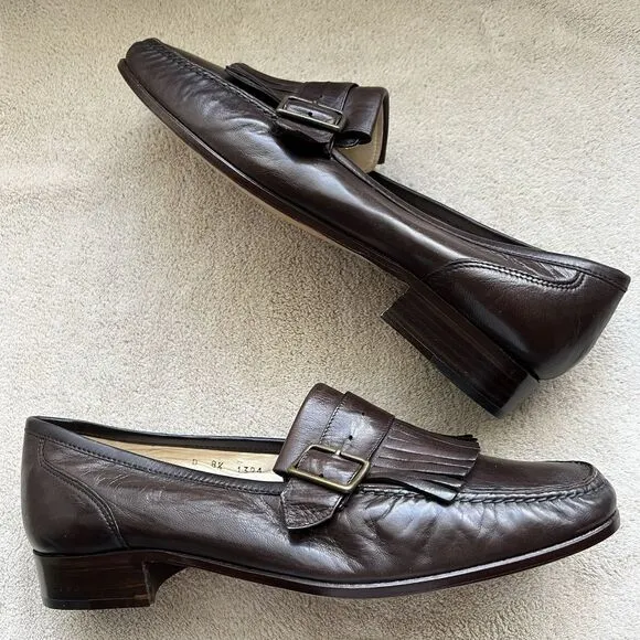S. Maria Hand Made Shoes of Class Brown Buttery Leather Loafers Men 8.5 D Tassle