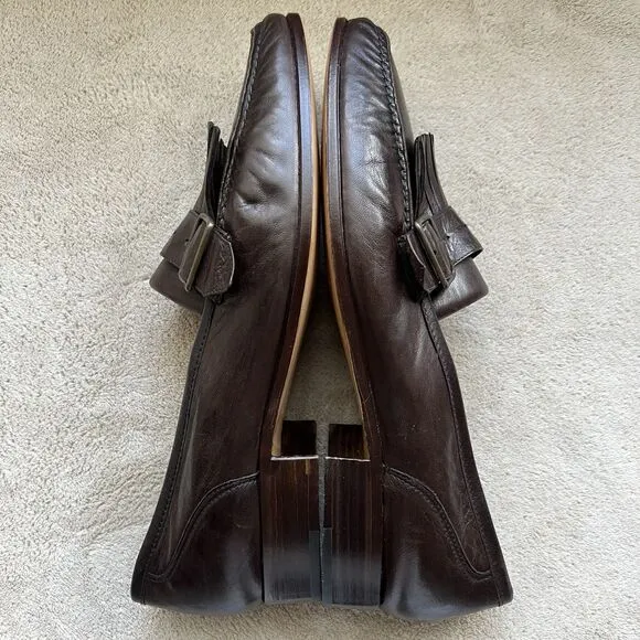 S. Maria Hand Made Shoes of Class Brown Buttery Leather Loafers Men 8.5 D Tassle