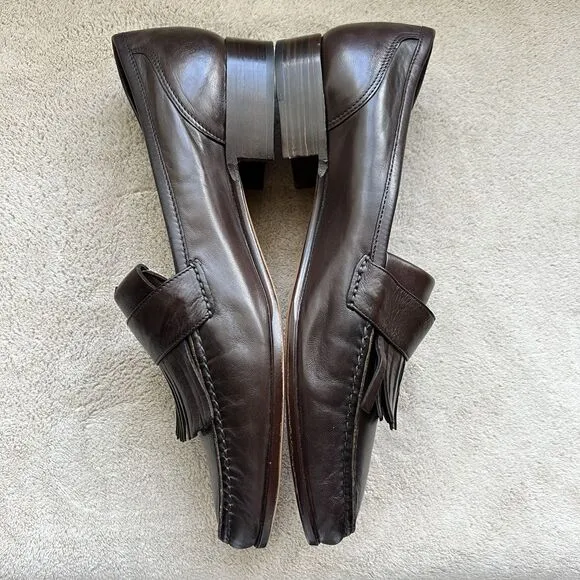 S. Maria Hand Made Shoes of Class Brown Buttery Leather Loafers Men 8.5 D Tassle