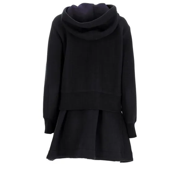 Sacai Zipped Hoodie Mini Dress in Black Cotton