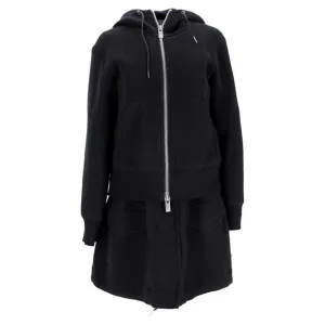 Sacai Zipped Hoodie Mini Dress in Black Cotton
