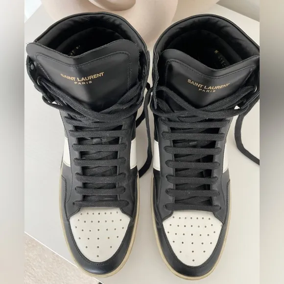 SAINT LAURENT Signature Court Classic SL/10H Leather High Top Sneakers