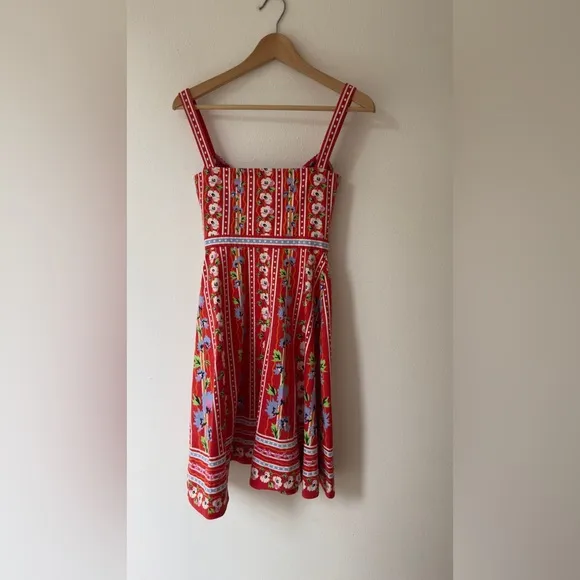 SALONI Fara Floral-Print V-Neck Sleeveless Dress| poppy stripe