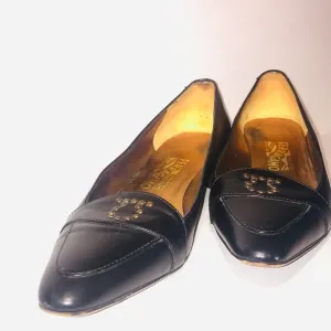 Salvatore Ferragamo Black Leather Ballet Flats