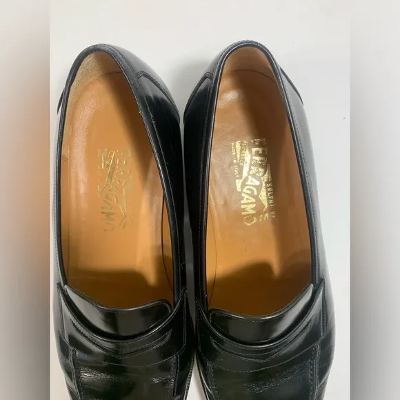Salvatore Ferragamo Black Leather Mens Penny‎ Loafers 8.5 EE