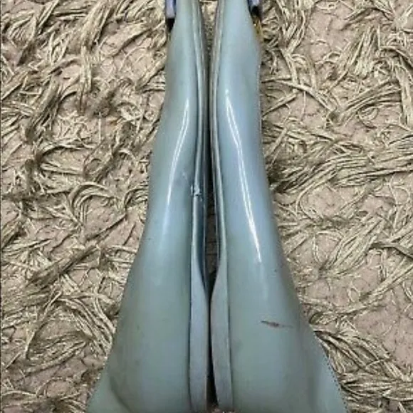 Salvatore Ferragamo Blue Patent Leather Ballet Flats