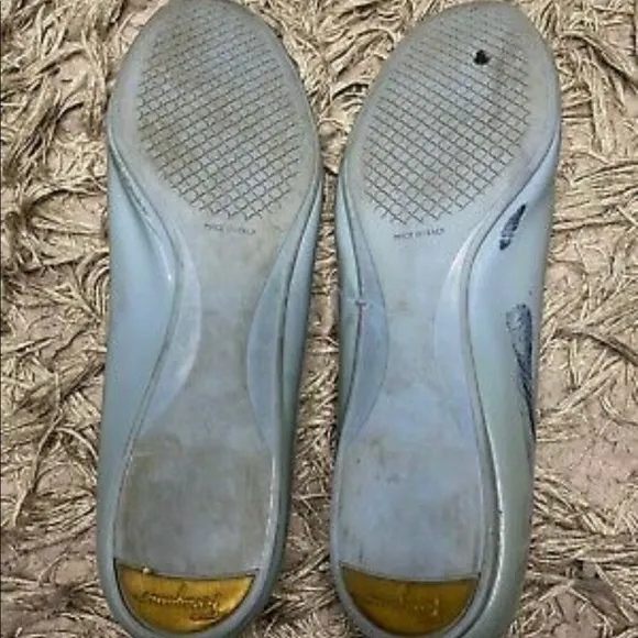 Salvatore Ferragamo Blue Patent Leather Ballet Flats