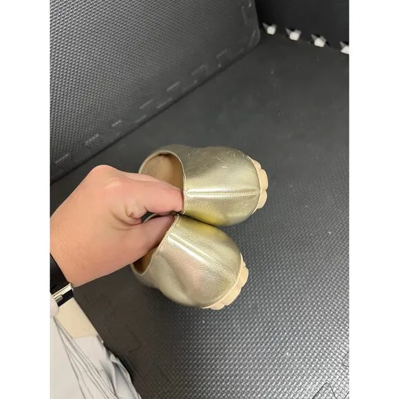 Salvatore Ferragamo - Gold Ballet Flats w/ Embossed Design Womens Flats Size 7.5