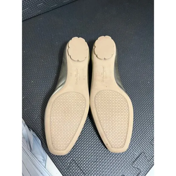 Salvatore Ferragamo - Gold Ballet Flats w/ Embossed Design Womens Flats Size 7.5
