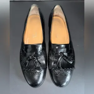 SALVATORE FERRAGAMO Kiltie Tassel Black Leather Loafers Dress Shoes US 10.5 D