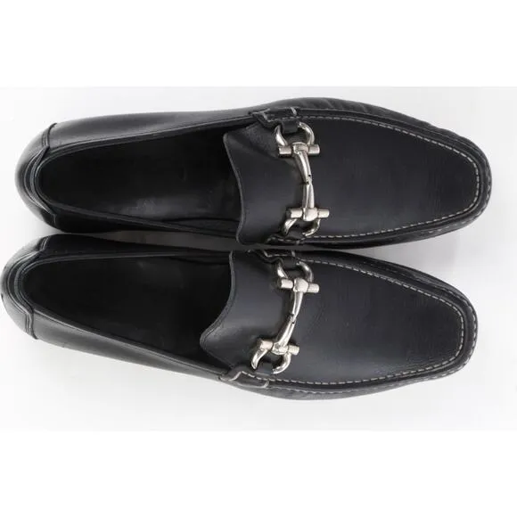 Salvatore Ferragamo Mens Black Leather Horsebit Dress Loafers Shoes Size 12D