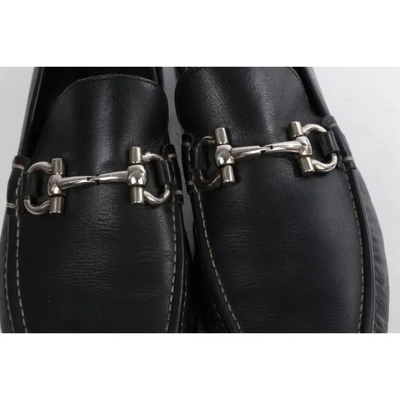 Salvatore Ferragamo Mens Black Leather Horsebit Dress Loafers Shoes Size 12D
