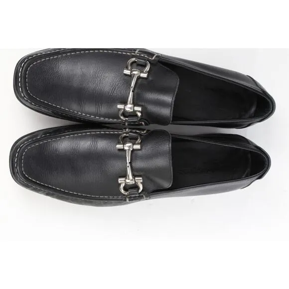 Salvatore Ferragamo Mens Black Leather Horsebit Dress Loafers Shoes Size 12D