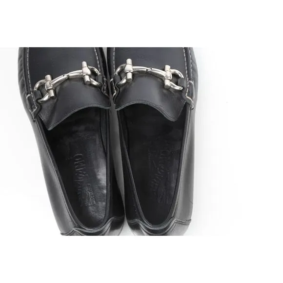 Salvatore Ferragamo Mens Black Leather Horsebit Dress Loafers Shoes Size 12D