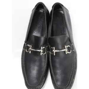 Salvatore Ferragamo Mens Black Leather Horsebit Dress Loafers Shoes Size 12D