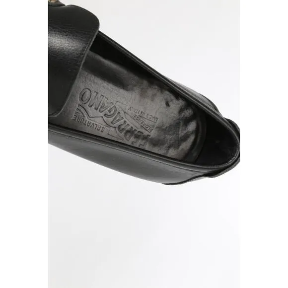 Salvatore Ferragamo Mens Black Leather Horsebit Dress Loafers Shoes Size 12D