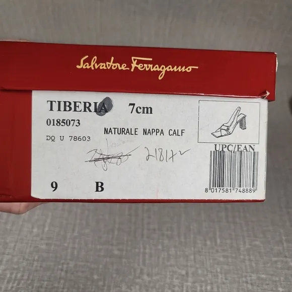 Salvatore Ferragamo Strappy Slingback Nappa Calf Leather Heels Sandals Size 9B